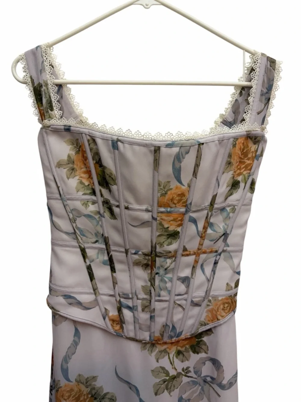 House of CB Isis Yellow Rose Corset Maxi Dress NWT Size M Floral Lace Trim - Picture 5 of 16